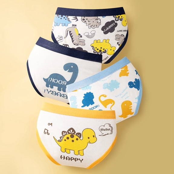 Boys Underwear Soft Comfortable Briefs for Kids Toddler Cartoon Printed Trunks 4 Pack Daily Wear 4PCS