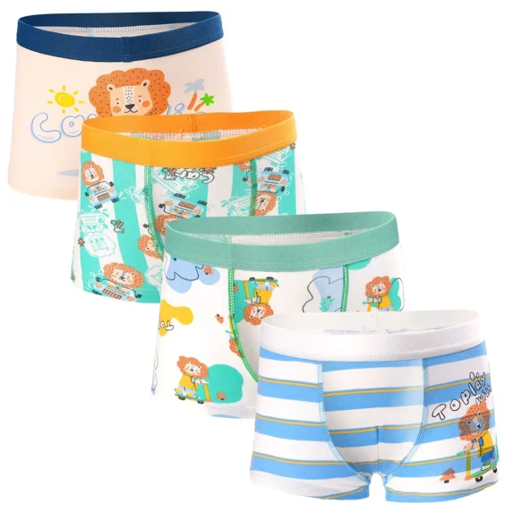 Boys Underwear, Toddler Kids Boxer Briefs 4 Pack Soft Cotton Dinosaur Boys Underwear 2-8 Years