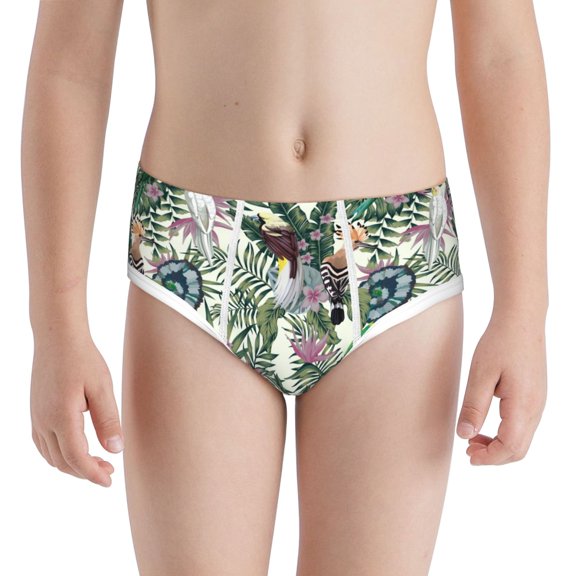 Boys Underwear - Tropical Cute Parrot Plant Soft Cotton Boys Briefs Lightweight Stretch Underwear Briefs