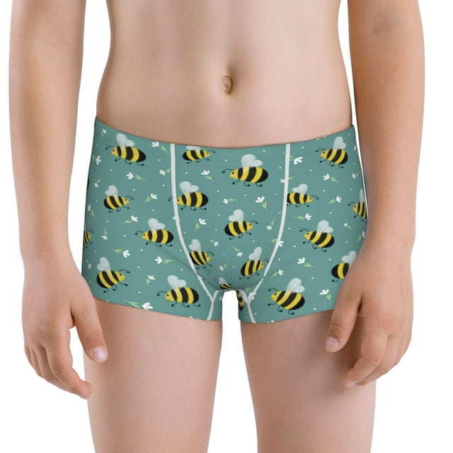 Boys Underwear cute bees flowers Comfy 100 Cotton Boys Boxer Briefs