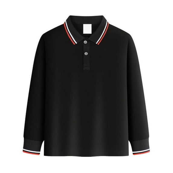 Boys Uniform Long Sleeve Pique Polo, 6-10 Years Black 120