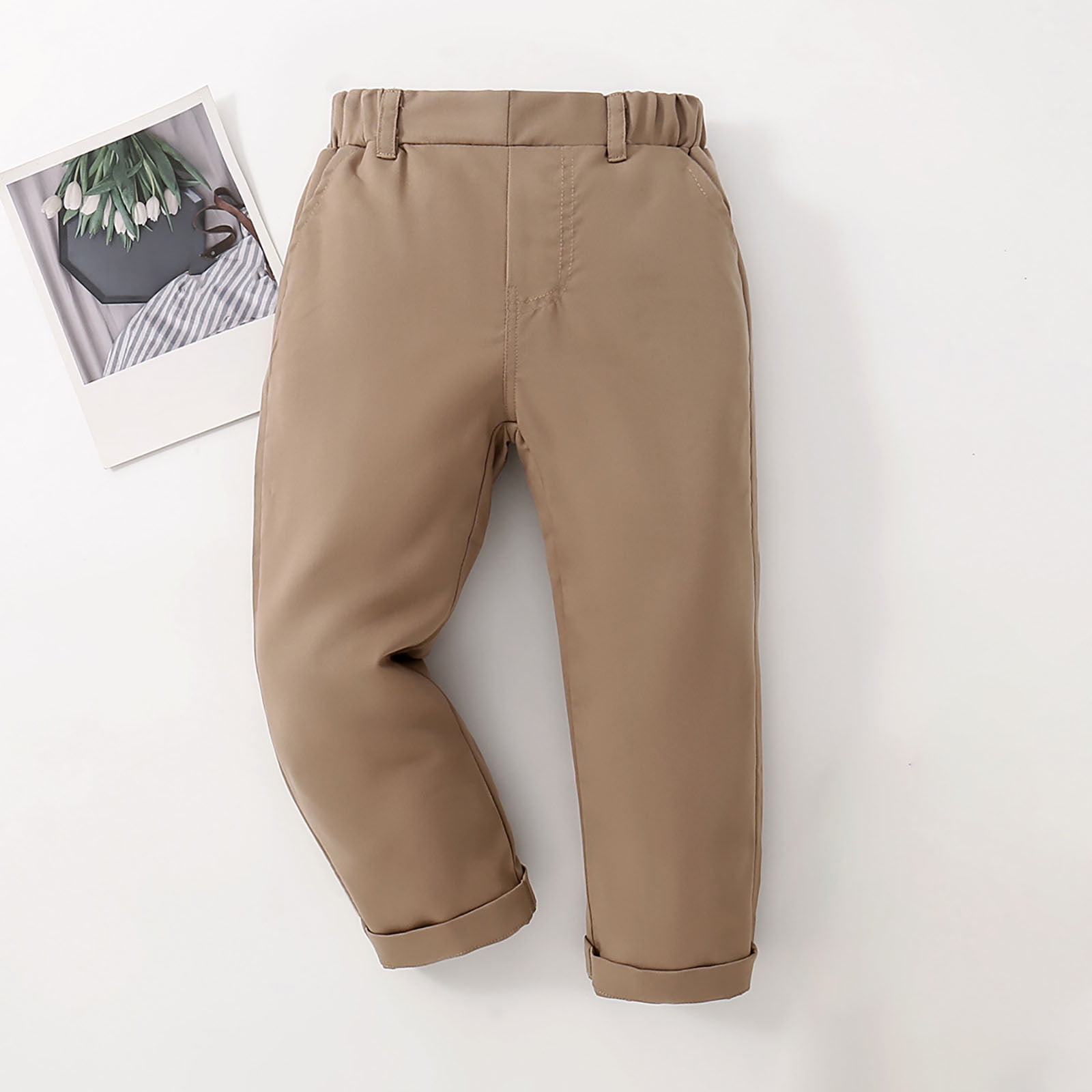 Kids Boys Pants Trousers Pocket Solid Color Letter Comfort Pants