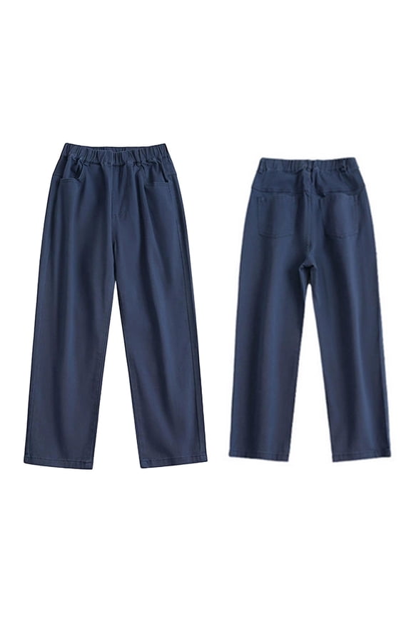 Boys Uniform Pants Dress Pants Adjustable Waist Stretch Pants with Pockets Navy School Pants for Boys Back To School Straight Fit School Uniforms 13-14 Years