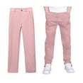 thumbnail image 1 of Boys Uniform Pants Pull On Chino Pants with Pockets Straight Pants Boys Pink Uniform Pants Back To School Clothes Kids Boys Pants Size 9-10 Years, 1 of 6