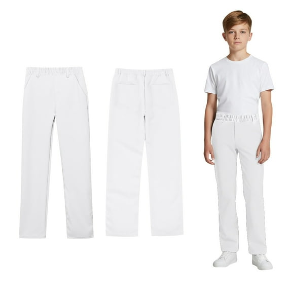 Boys Uniform Pants Straight Pants with Pockets Pull On Chino Pants Stretch Pants Kids White Pants Boys Boys Back To School Clothes Kids Boys Pants 5-6 Years