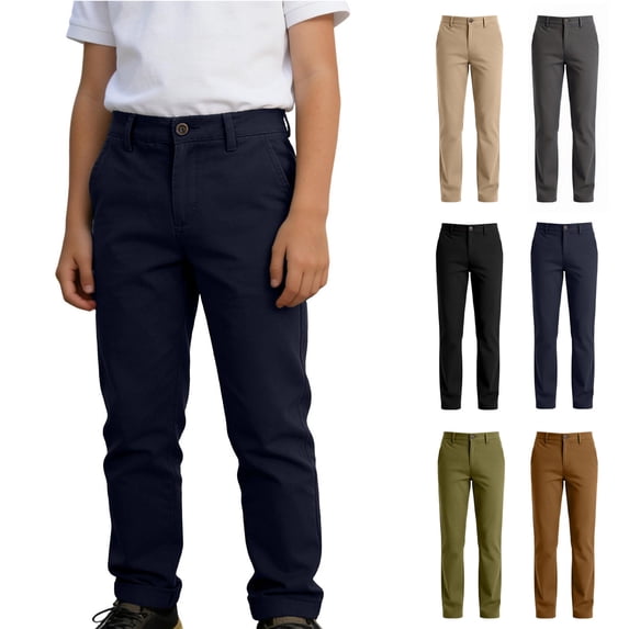 Boys Uniform Pants Straight Pants With Pockets Elastic Waist Pull On School Navy Pants For Boys Uniform Back To School Outfit