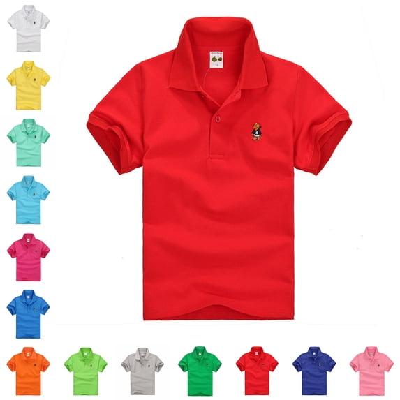 Boys Uniform Polo Shirts Short Sleeve Red Polo Shirt Boys Comfortable Boys Golf Polo 6-12 Months
