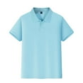 thumbnail image 1 of Boys Uniform Shirts Short Sleeve Polo Shirt for 6-11 Years School Uniform, Button Closure, Sensory-Friendly Design​ Blue Size 6-7, 1 of 4