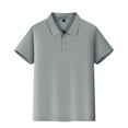 thumbnail image 1 of Boys Uniform Shirts Short Sleeve Polo Shirt for 6-11 Years School Uniform, Button Closure, Sensory-Friendly Design​ Gray Size 6-7, 1 of 4