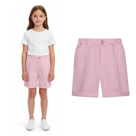 Boys Uniform Shorts Plain Front Stretch Preppy School Shorts Kids Boy Pink Shorts Back To School 4-5 Years Boy Clothes
