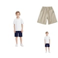 thumbnail image 1 of Boys Uniform Shorts Summer School Students Comfortable Elastic Waist Shorts for Boys 3 To 18 Years Twill, 1 of 5