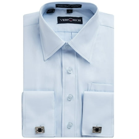 Boys VIERO RICHI French Cuff White on White Cufflink Dress Shirt With Cufflinks