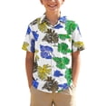 thumbnail image 1 of Boys Vacation Hawaiian Shirts Beach Summer Button Down Collared Shirts Tropical Holiday Funny Tops with Pocket 11 Years, White, 1 of 7