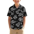 thumbnail image 1 of Boys Vacation Hawaiian Shirts Beach Summer Button Down Collared Shirts Tropical Holiday Funny Tops with Pocket 15 Years, Dark Gray, 1 of 7