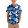 thumbnail image 1 of Boys Vacation Hawaiian Shirts Beach Summer Button Down Collared Shirts Tropical Holiday Funny Tops with Pocket 8 Years, Sky Blue, 1 of 7