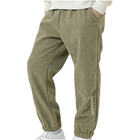 Boys Velvet Pants Toddlers Kids Corduroy Pant Winter Children's Clothing Cotton Core Sweatpants, Childs Solid Color Casual Warm Trousers