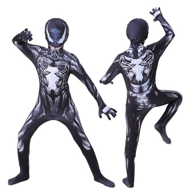 Boys Venom Superhero Costume Kids Halloween Cosplay Bodysuit Jumpsuit