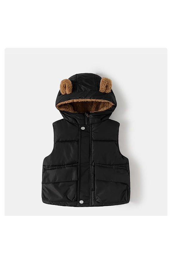 Boys Down Vest with Attached Hood Winter Warm Padded Sleeveless Jacket for Kids Outdoor Thermal Insulated Outerwear Cozy Lined Garment Boy Coats Size 8 Windbreaker Boys Puff Hoodie Toddlers
