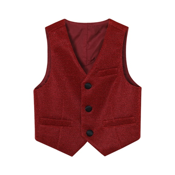 Boys Vest Back To School Fashion V Neck Sleeveless formal Waistcoat with Buttons Clothes for Boys Size 1-13