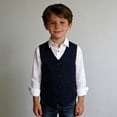 thumbnail image 1 of Boys Vest Sleeveless Button Down Dark Blue Suit Vest Boys School Uniform Shirts Kid Boys Formal Suit Vest Boys Suit Size 7-8 Years, 1 of 7