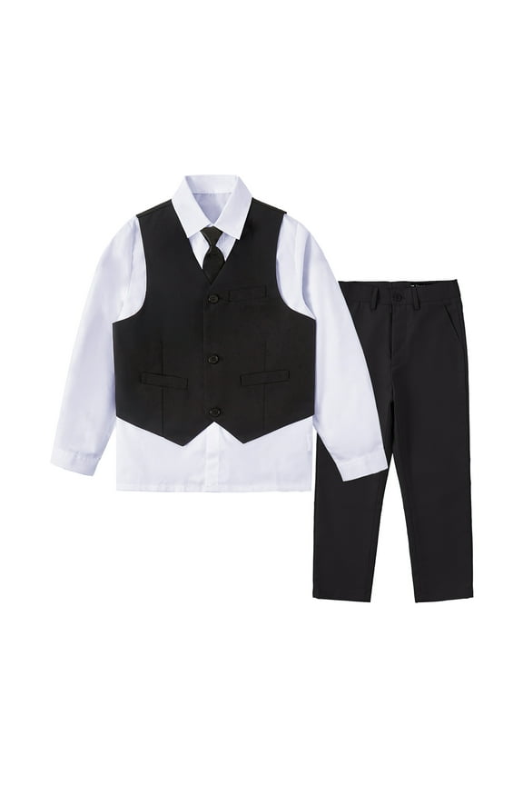 4-Piece Boys Formal Suit Outfit Set, Size 2-16