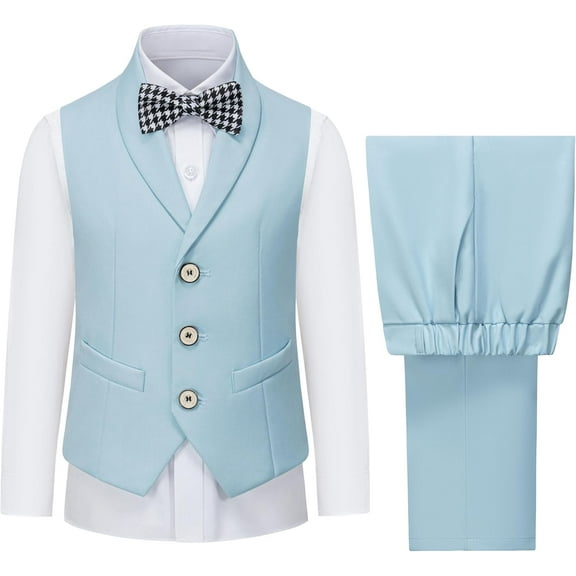 Boys Vest and Pants Set with Tie Formal Dress Suit Kids Toddler Teen Boy Wedding Communion Outfit