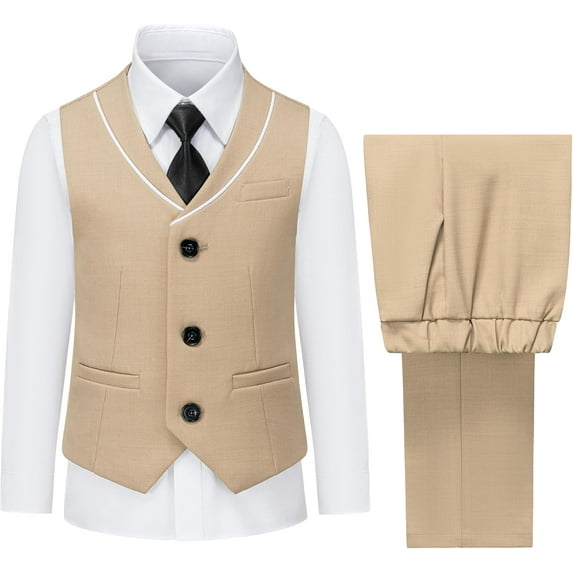 Boys Vest and Pants Set with Tie Formal Dress Suit Kids Toddler Teen Boy Wedding Communion Outfit