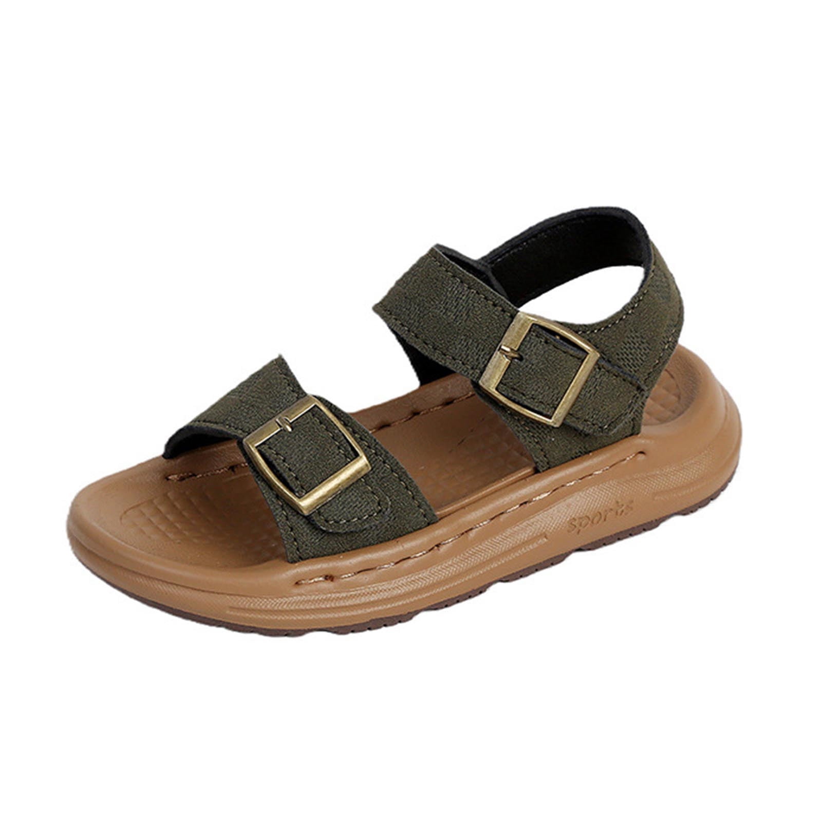 Boys Vintage Hook and Loop Sandals, Soft Sole Suede Beach Shoes for ...
