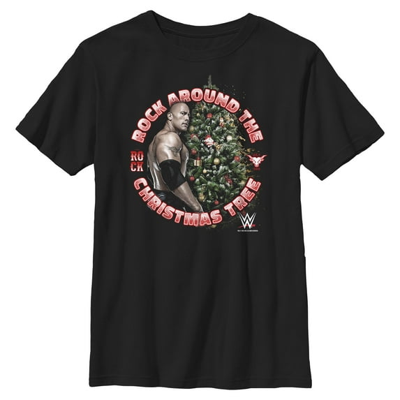 Boys WWE Rock Around the Christmas Tree T Shirt