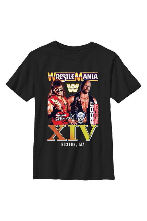 Boys WWE Shawn Michaels vs Stone Cold March 1998 T Shirt