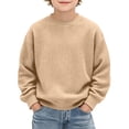 thumbnail image 1 of Boys Waffle Knit Crew Neck Pullover Long Sleeve Casual Sweatshirt Beige 3-4 Years, 1 of 8