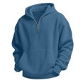 thumbnail image 1 of Boys Waffle Knit Quarter Zip Hoodie, Long‑Sleeve Half‑Zipper Pullover Top With Kangaroo Pocket, Soft Textured Loose‑Fit Hooded Sweatshirt, 1 of 6