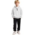 thumbnail image 1 of Boys Waffle Quarter Zip Hoodies Long Sleeve Loose Sweatshirts Fall Winter Tops&nbsp;, 1 of 5