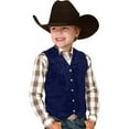 thumbnail image 1 of Boys Waistcoat jacket vest Tops Boys Cowboy Vest Suede Retro Style V Neck Button Down Casual Western Vest Waist Coat For party dressy Dark Blue 3-4 Years, 1 of 8