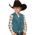 thumbnail image 1 of Boys Waistcoat jacket vest Tops Boys Cowboy Vest Suede Retro Style V Neck Button Down Casual Western Vest Waist Coat For party dressy Sky Blue 5-6 Years, 1 of 8