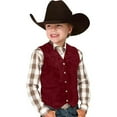thumbnail image 1 of Boys Waistcoat jacket vest Tops Boys Cowboy Vest Suede Retro Style V Neck Button Down Casual Western Vest Waist Coat For party dressy 7-8 Years, 1 of 8