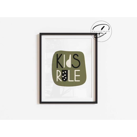 Boys Wall Art Print Featuring Rule Quote On A Forest Green Abstract Background, Nursery Wall Art, Playroom Decor, Toddler Decor Home Decor #396, Stretched Canvas Size 16x24