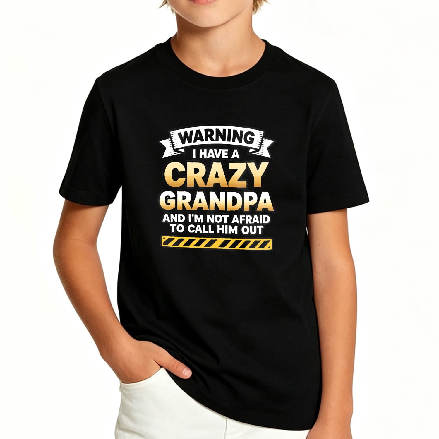Boys Warning I Have Crazy Grandpa Graphic T Shirt, Cotton Short Sleeve ...