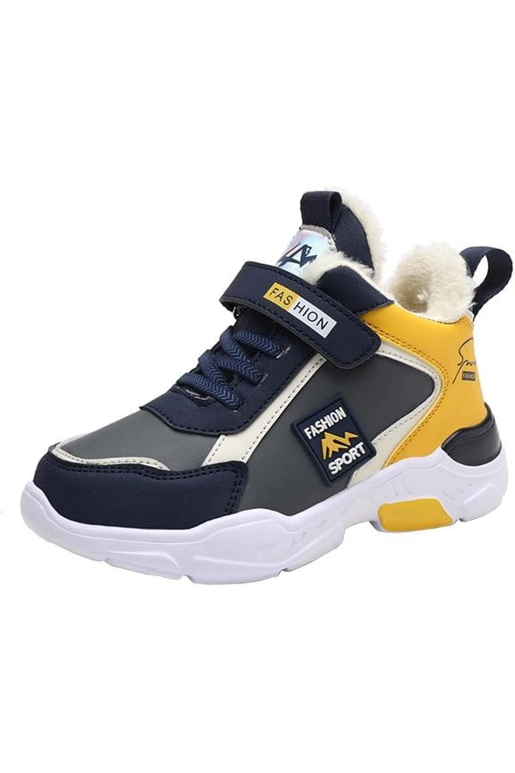 Boys Waterproof Ankle Boots Warm Faux Fur Fashion Sneakers Traines High Top Booties Walking Shoes