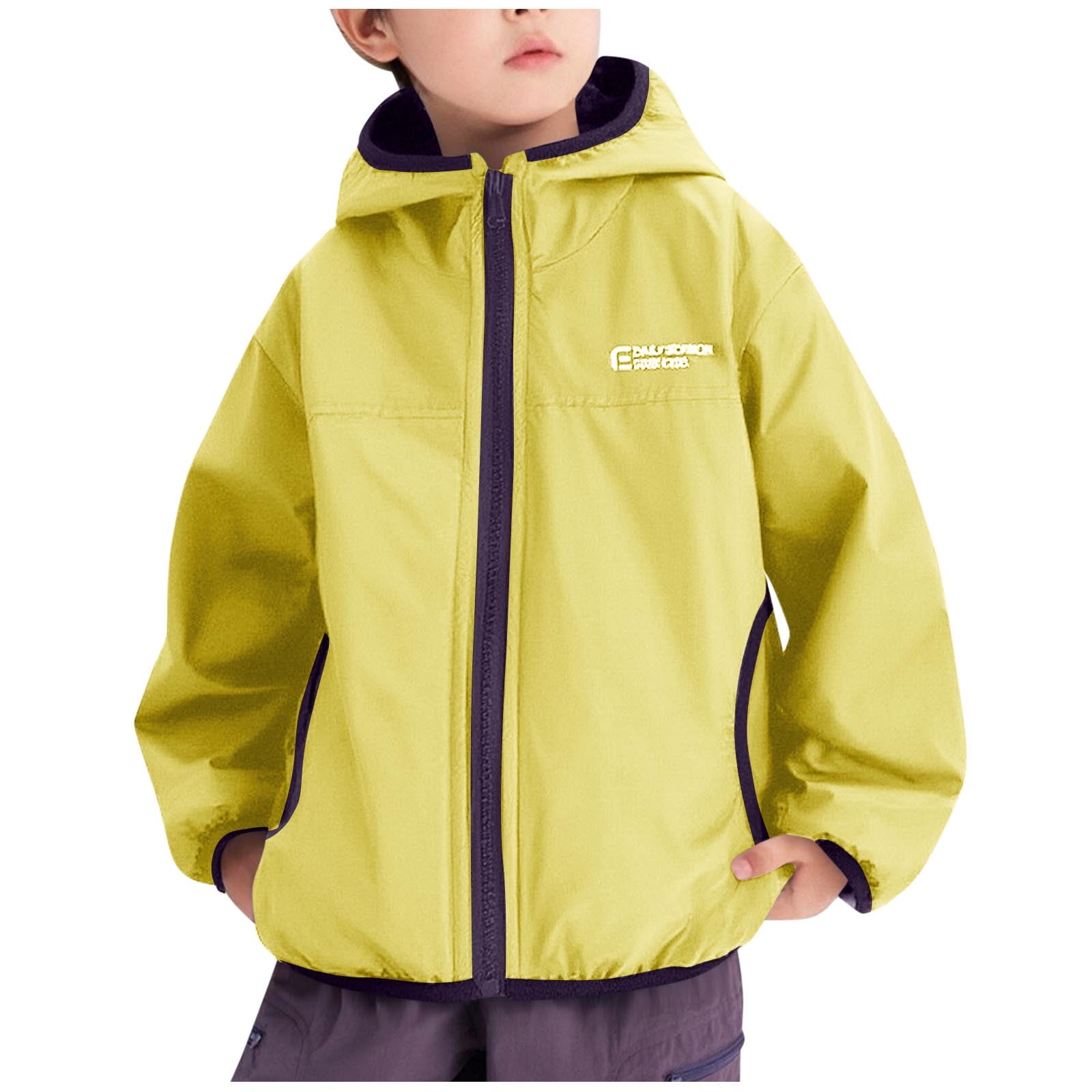 Boys Waterproof Rain Jacket Casual Windproof Long Sleeve Full Zip ...