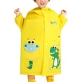 thumbnail image 1 of Boys Waterproof Space Dinosaur Print Rain Coat with Big Brim for Travel Rainy Season Rainwear 5-7 Years, 1 of 4