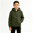 thumbnail image 1 of Boys Waterproof Windbreaker Outdoor Jacekt Lightweight Full Zip Fall Fashion Soft Lining Kids Raincoat with Hood Army Green 5-14, 1 of 8