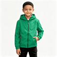 thumbnail image 1 of Boys Waterproof Windbreaker Outdoor Jacekt Lightweight Soft Lining Full Zip Fall Fashion Kids Raincoat with Hood Green 12, 1 of 8