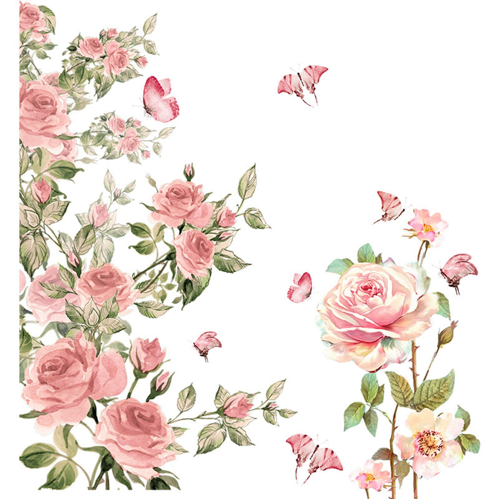 Boys Waterproof scrapbooking supplies sticker Pink Rose Butterfly