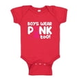 thumbnail image 1 of Boys Wear Pink Too Breast Cancer Month Baby Bodysuit One Piece 12 mo Red, 1 of 3