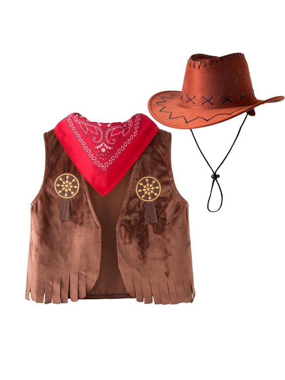 Boys Western Cowboy Style Kids 3PCS Clothes Set Country Concert Dress Up Role Play Parties Stage Performance Outfits