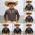 thumbnail image 1 of Boys Western Shirts Long Sleeve Pearl Snap Button Down Cowboy Shirt Toddler Kids Retro Country Tops Outfit, 1 of 5
