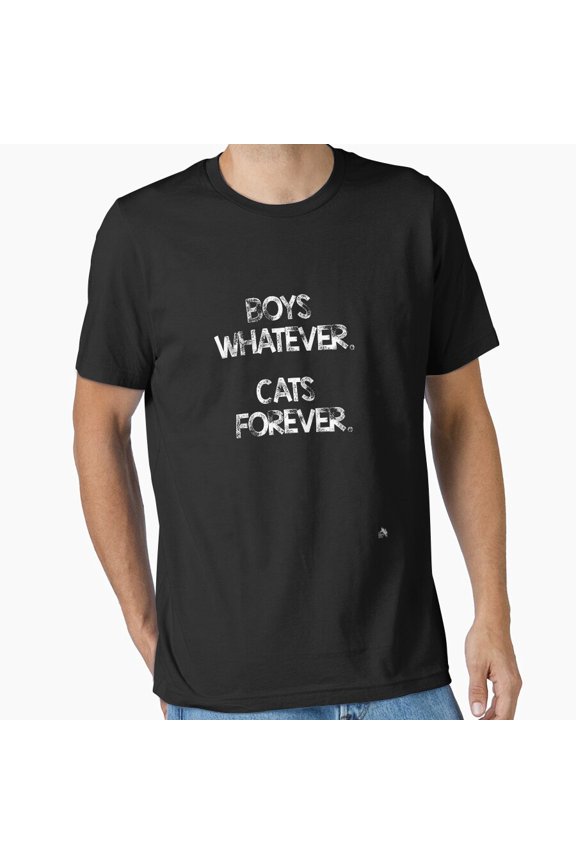 Boys Whatever Cats Forever Cute Feline Lover Message Unisex T-Shirt, up to size 5XL