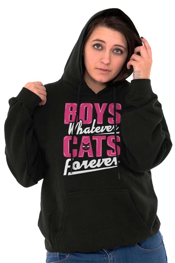 Boys Whatever Cats Forever Cute Funny Hoodie Sweatshirt Women Brisco Brands S