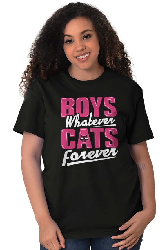 Boys Whatever Cats Forever Cute Funny Women's Graphic T Shirt Tees Brisco Brands M